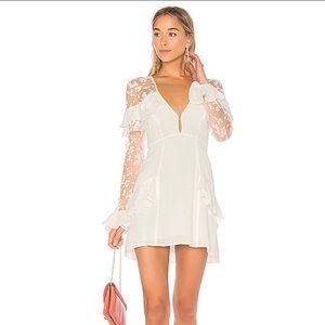 For Love and Lemons Rosebud Embroidery Mini Dress